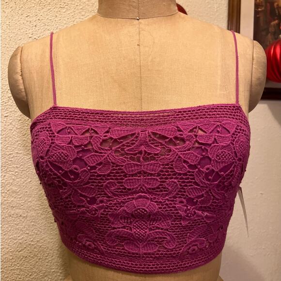Free People FP 1 Lyra Bralette Crochet Embroidered Crop Top NWT SP - Picture 2 of 7